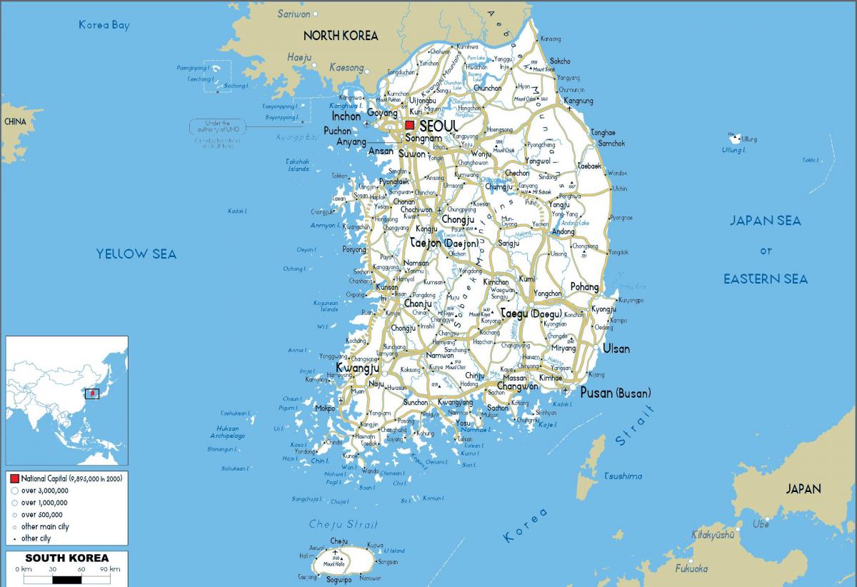 Große Karte von Südkorea (ROK)