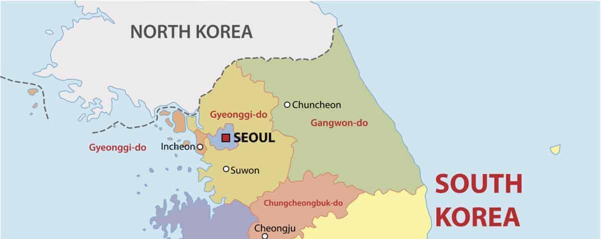 Karte des Nordens von Südkorea (ROK)