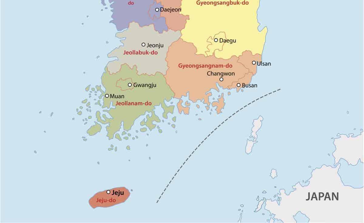 Süden von Südkorea (ROK) Karte