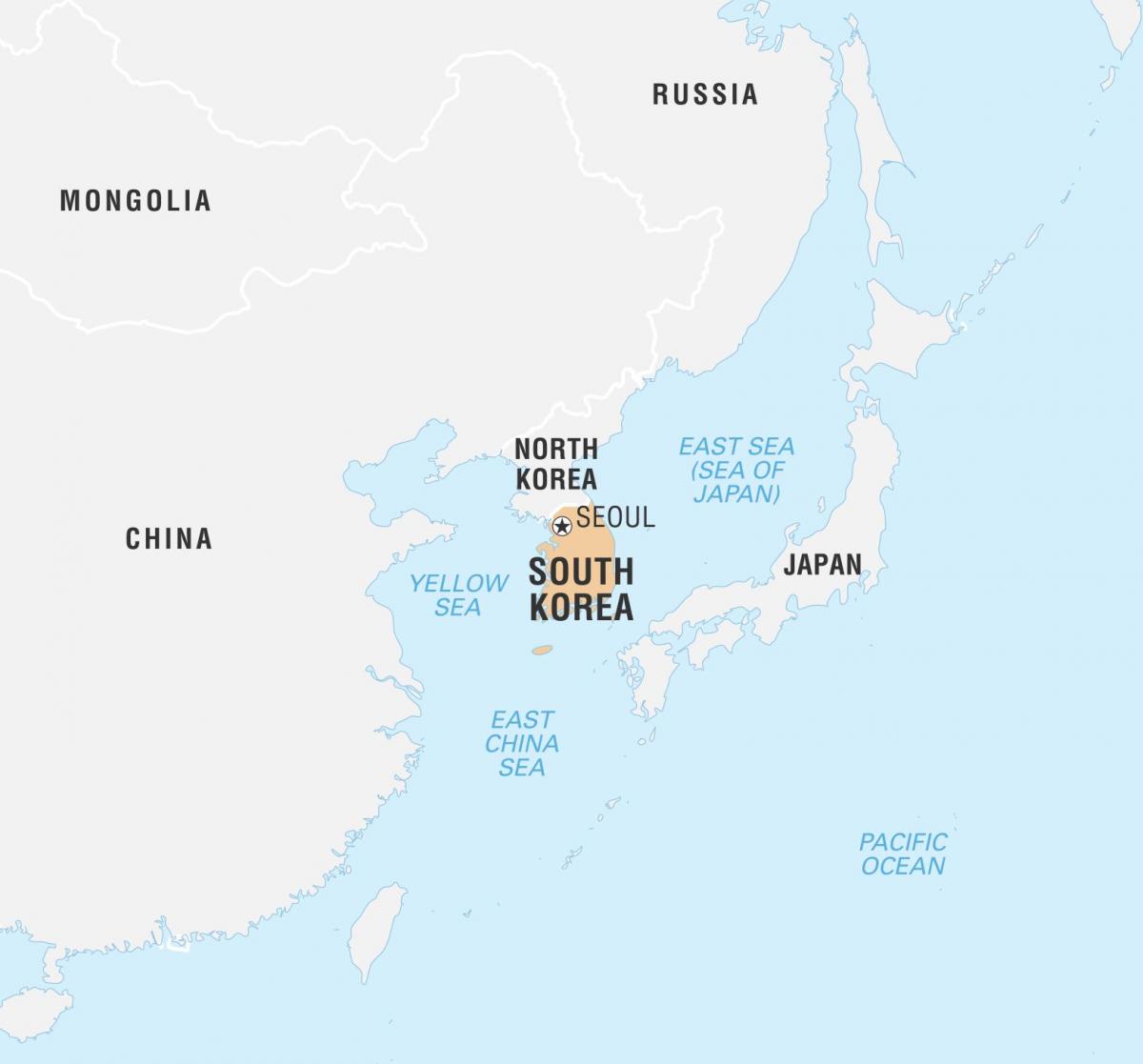 Karte von Südkorea (ROK) und angrenzenden Ländern