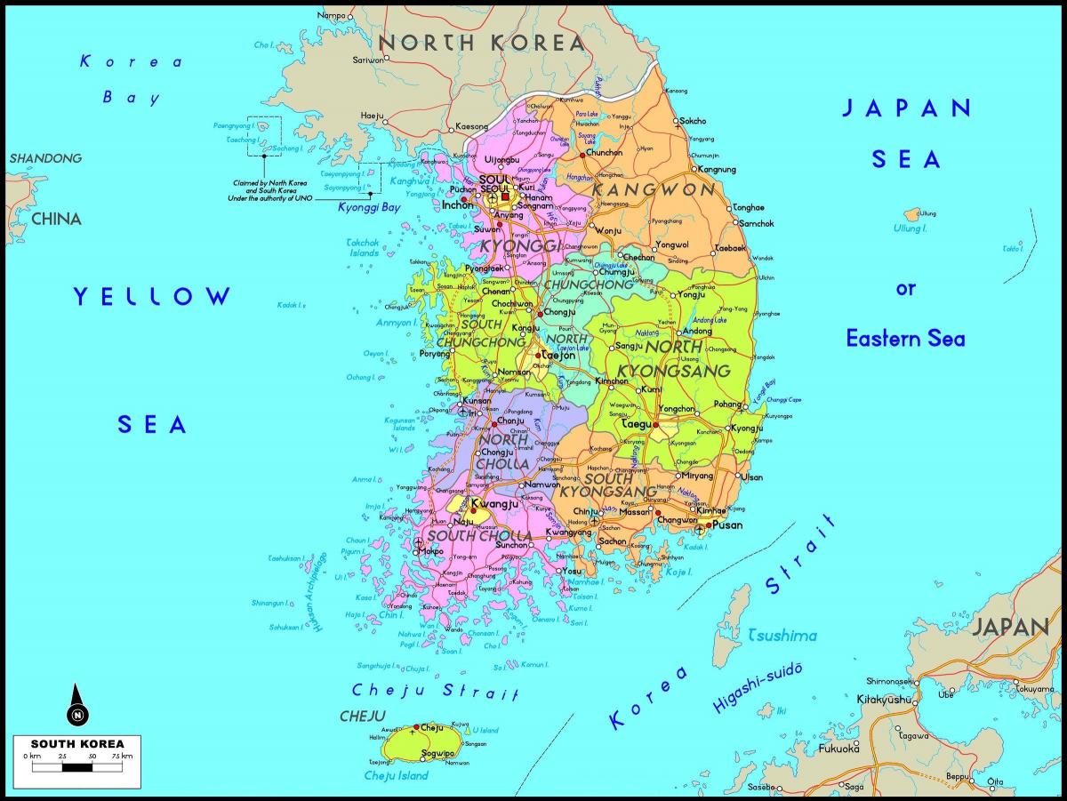 Südkorea (ROK) auf einer Karte