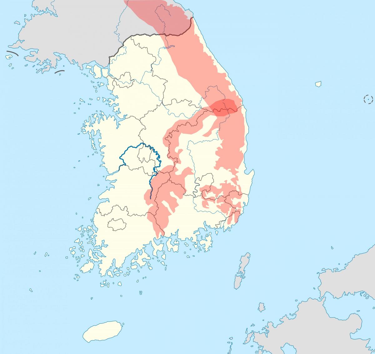 Berge in Südkorea (ROK) Karte