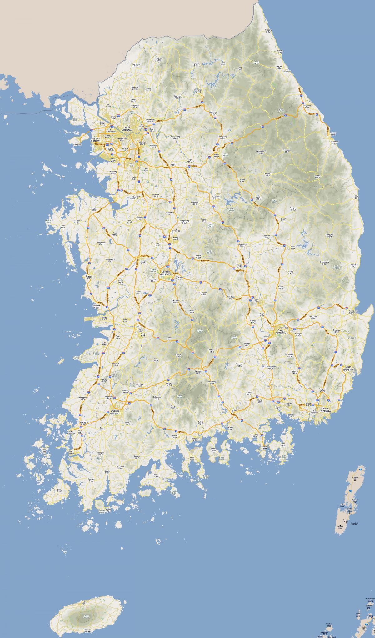 Autobahnkarte von Südkorea (ROK)