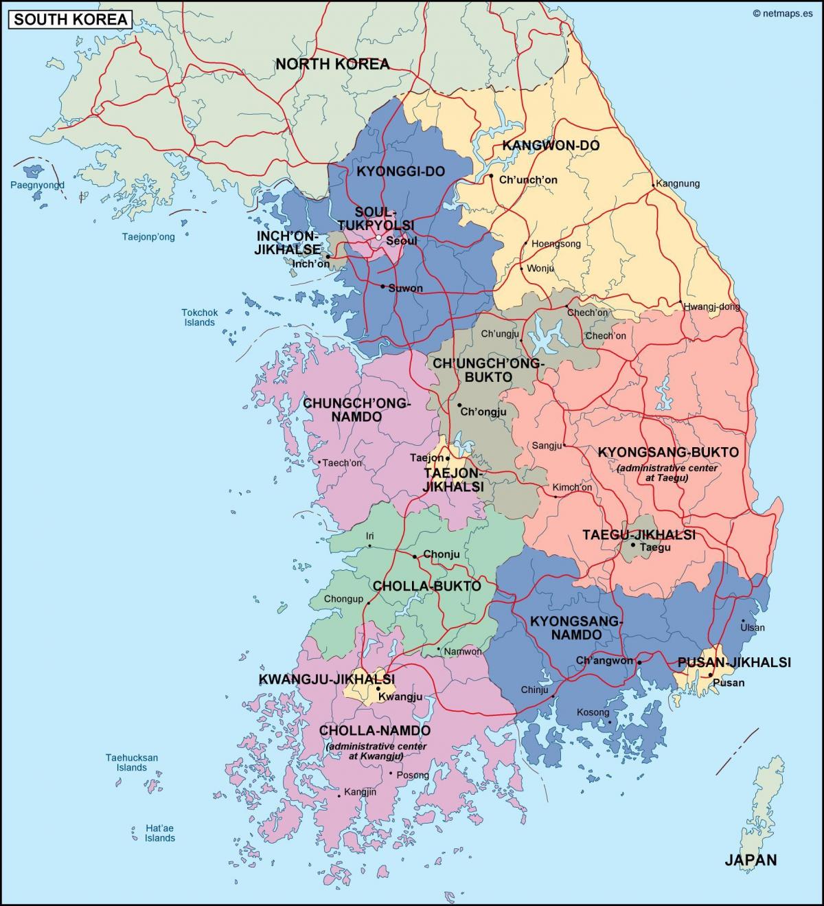 Südkorea (ROK) administrative Karte