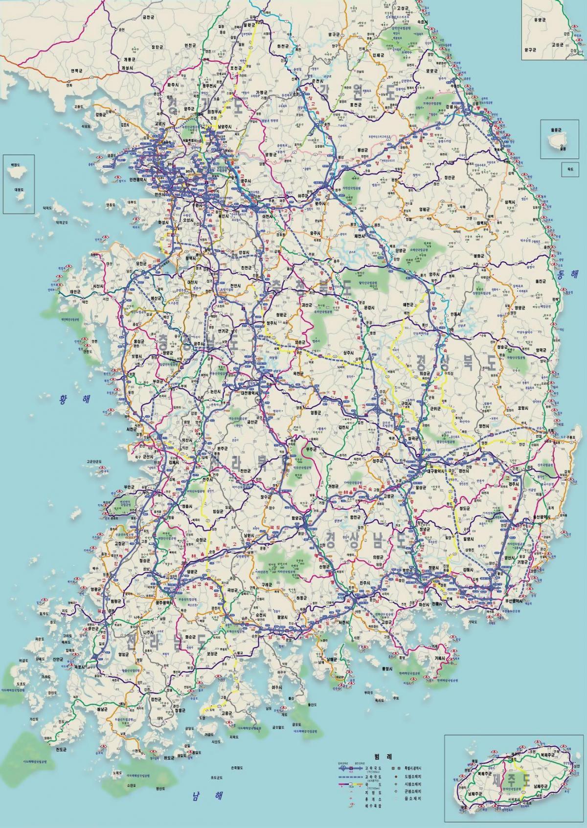 Straßenkarte von Südkorea (ROK)